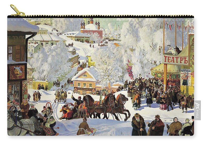 Maslenitsa Carry-all Pouch featuring the painting Maslenitsa by Boris Kustodiev