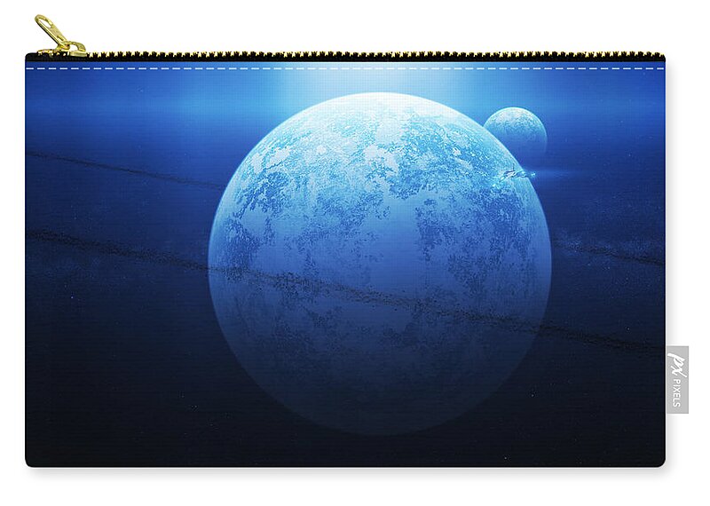 Planets Zip Pouch featuring the digital art Planets #4 by Super Lovely