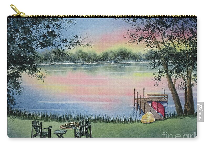 Lake Zip Pouch featuring the painting 4 Seasons-Spring by Deborah Ronglien