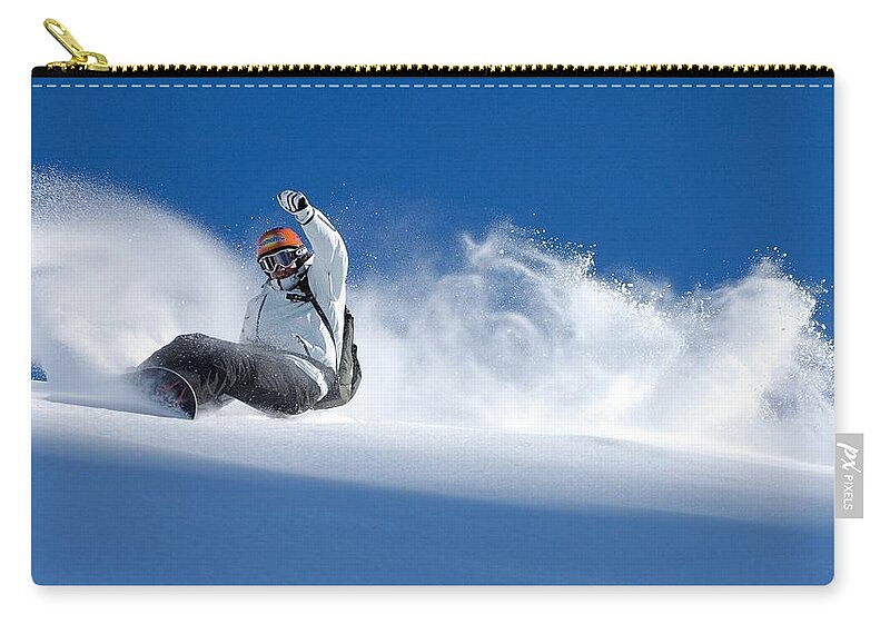 Snowboarding Zip Pouch featuring the photograph Snowboarding #4 by Mariel Mcmeeking