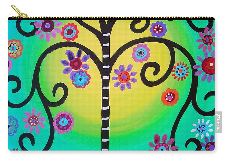 Tree Zip Pouch featuring the painting Tree Of Life #4 by Pristine Cartera Turkus
