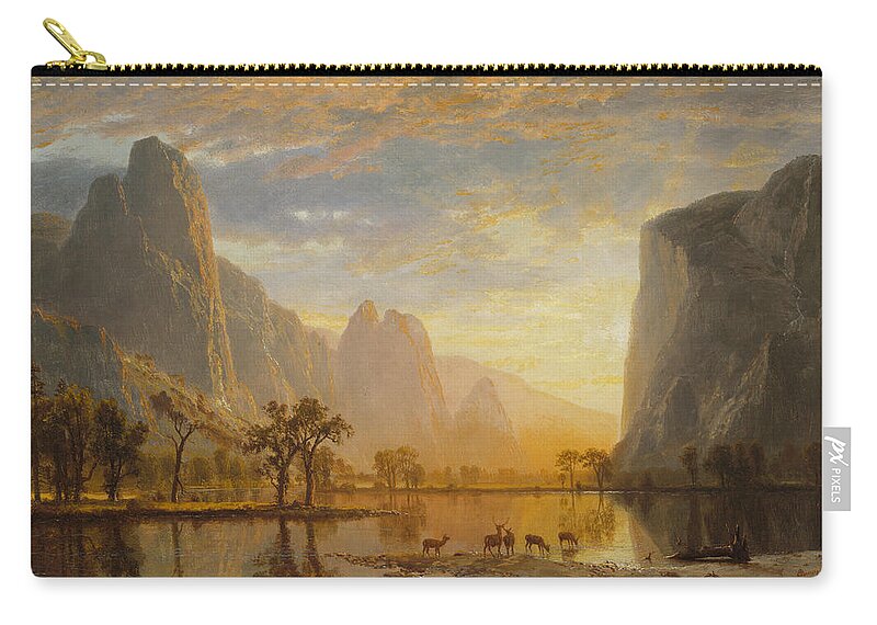 Albert Bierstadt Zip Pouch featuring the painting Valley Of The Yosemite #4 by Albert Bierstadt