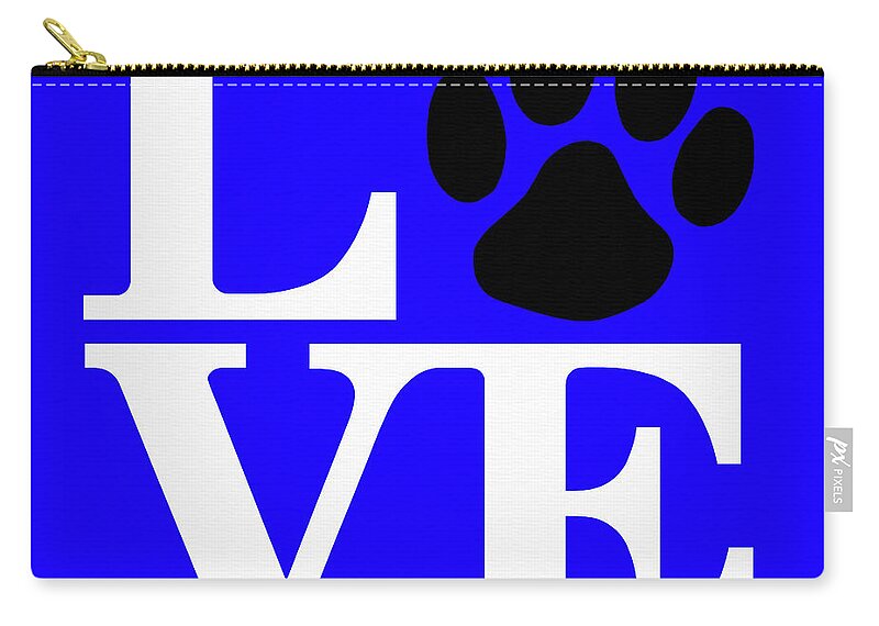 Canine Zip Pouch featuring the digital art Dog Paw Love Sign #40 by Gregory Murray