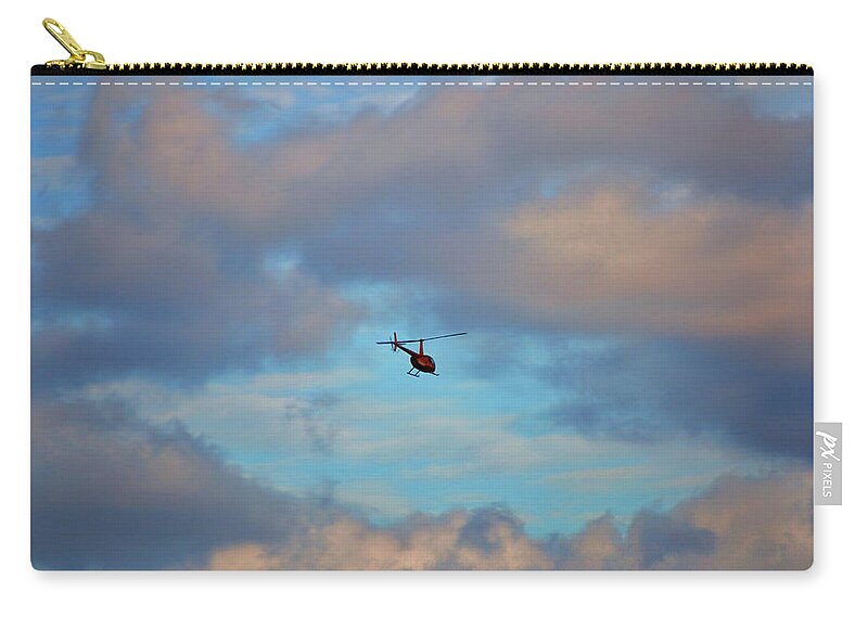 Helicopter Zip Pouch featuring the digital art 41- Into The Blue by Joseph Keane