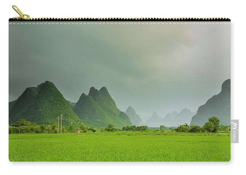 Landscape Zip Pouch featuring the photograph The beautiful karst rural scenery #43 by Carl Ning