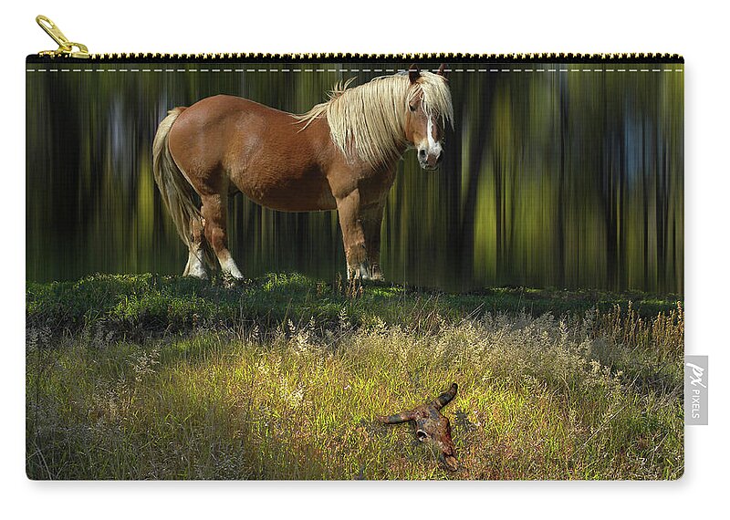 Horse Zip Pouch featuring the photograph 4351 by Peter Holme III