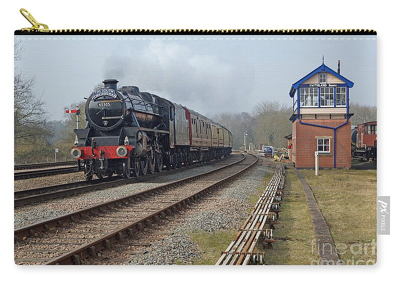 Steam Zip Pouch featuring the photograph 45305 at Swithland Signal Box by David Birchall