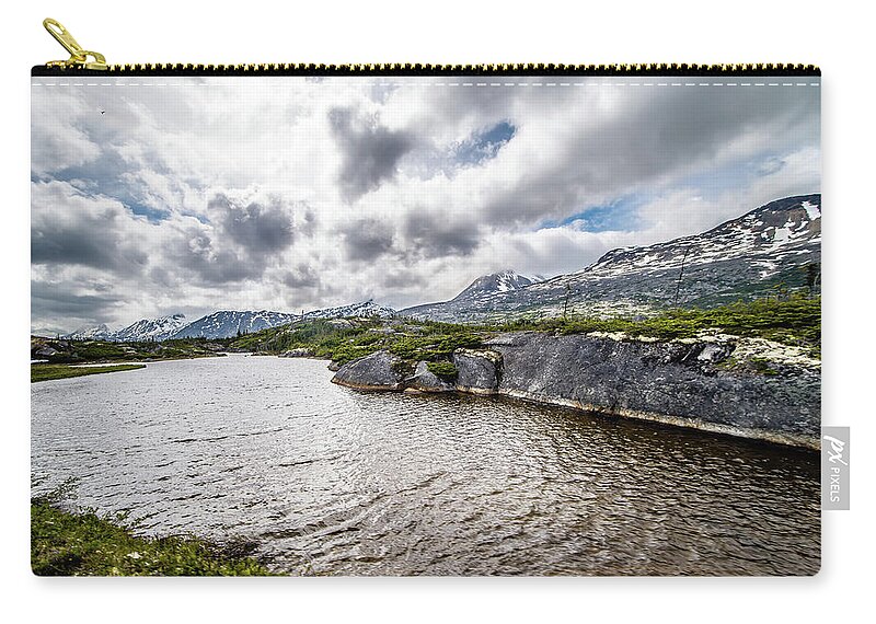Mountain Zip Pouch featuring the photograph White Pass Mountains In British Columbia #46 by Alex Grichenko