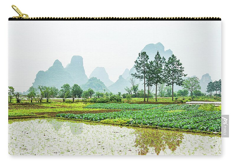 The Beautiful Karst Rural Scenery In Spring Zip Pouch featuring the photograph Karst rural scenery in spring #49 by Carl Ning
