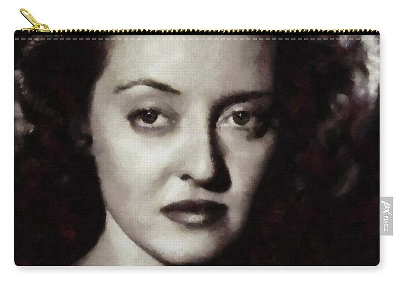 Bette Zip Pouch featuring the painting Bette Davis Vintage Hollywood Actress #5 by Esoterica Art Agency