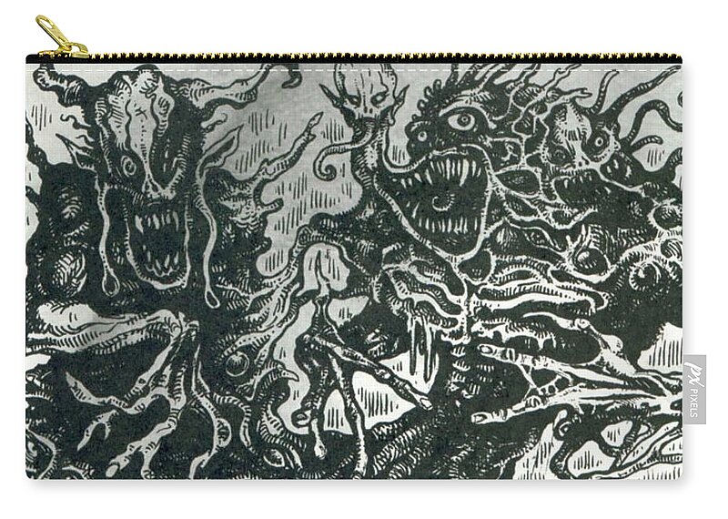 Creepy Zip Pouch featuring the digital art Creepy #5 by Maye Loeser