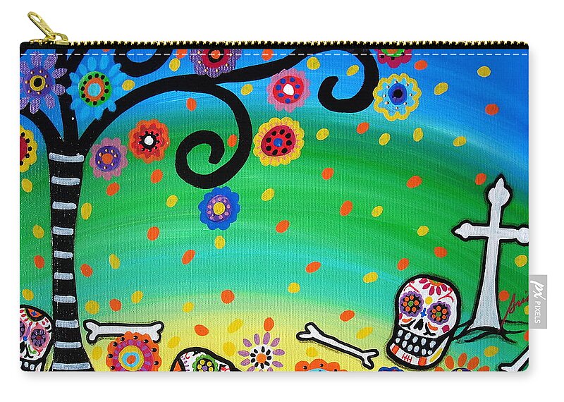 Dia Zip Pouch featuring the painting Day Of The Dead #5 by Pristine Cartera Turkus