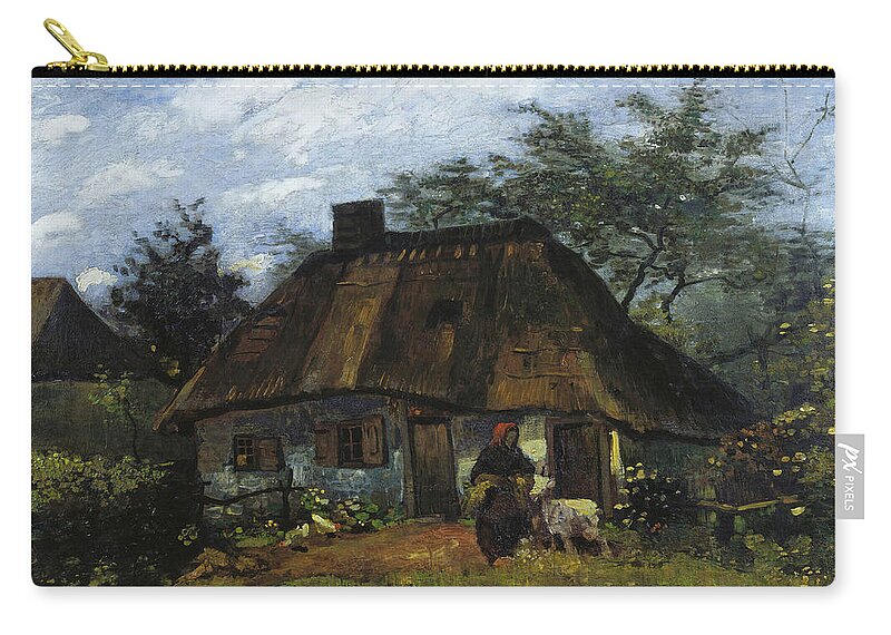Cottage Zip Pouch featuring the painting Farmhouse in Nuenen #6 by Vincent van Gogh