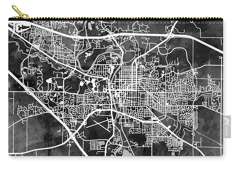 Iowa City Zip Pouch featuring the digital art Iowa City Map #5 by Michael Tompsett