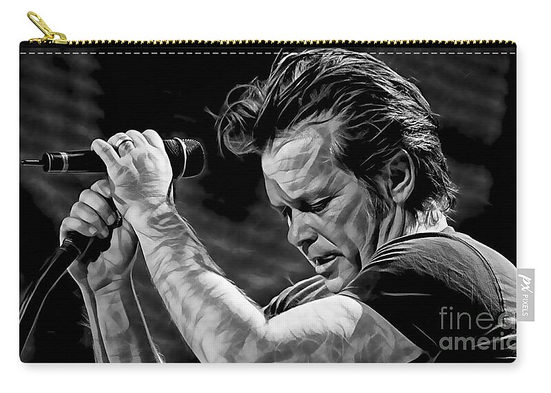 John Mellencamp Zip Pouch featuring the mixed media John Mellencamp Collection #5 by Marvin Blaine