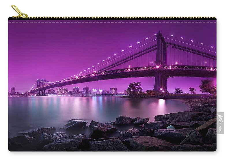 Manhattan Bridge Zip Pouch featuring the photograph Manhattan Bridge #5 by Jackie Russo