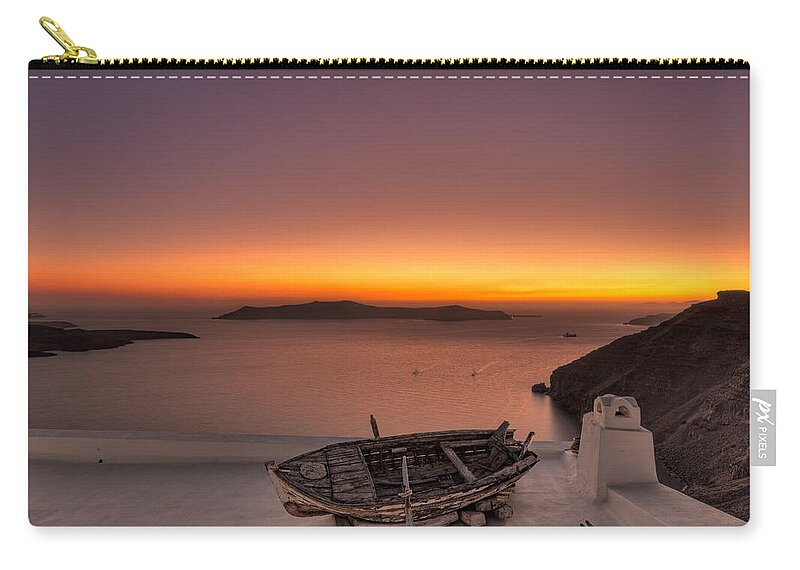 Aegean Zip Pouch featuring the photograph Santorini - Greece #5 by Constantinos Iliopoulos