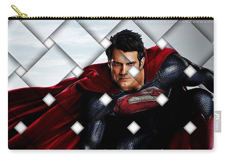  Superheroes Zip Pouch featuring the mixed media Superman #5 by Marvin Blaine