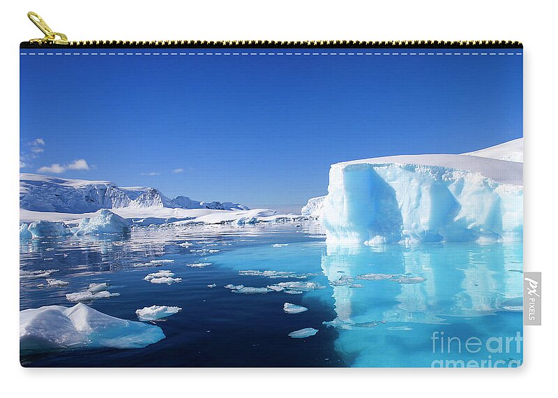 Landscapes Zip Pouch featuring the photograph Wilhelmina Bay Antarctica #5 by Lilach Weiss