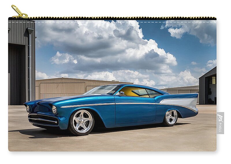 Car Zip Pouch featuring the digital art '57 Chevy Custom #57 by Douglas Pittman