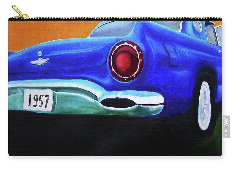 Glorso Zip Pouch featuring the painting 57 T-Bird by Dean Glorso