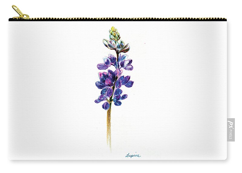 Lupine Zip Pouch featuring the drawing 5x7auto Lupine by Shelley Myers