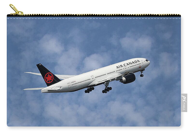 Air Canada Carry-all Pouch featuring the mixed media Air Canada Boeing 777-233 by Smart Aviation