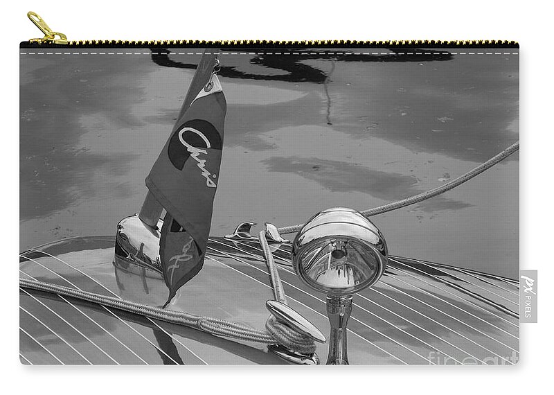 Chris Craft Zip Pouch featuring the photograph Black and White Custom by Neil Zimmerman