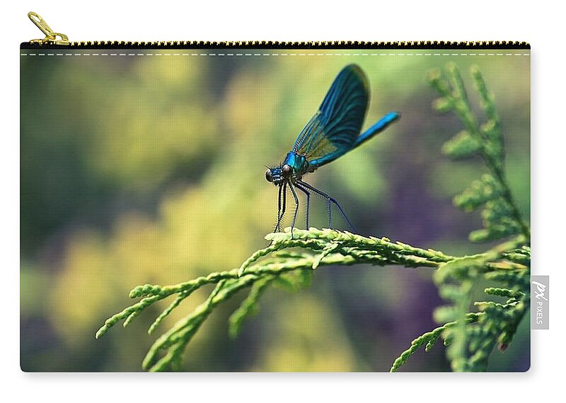 Dragonfly Zip Pouch featuring the digital art Dragonfly #6 by Super Lovely