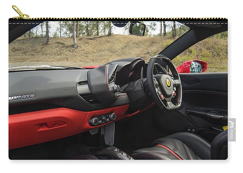 Ferrari 488 Zip Pouch featuring the photograph Ferrari 488 #6 by Jackie Russo