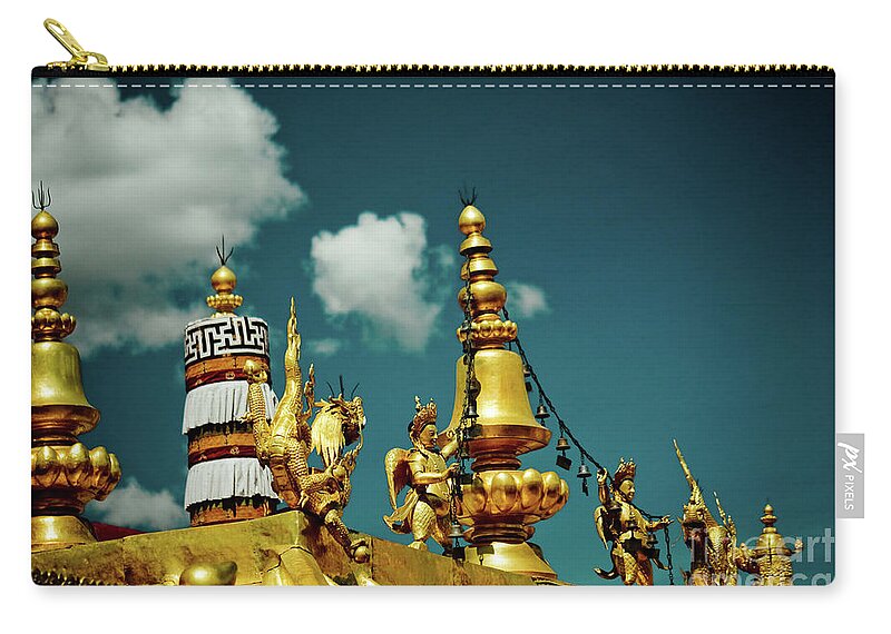 Tibet Zip Pouch featuring the photograph Lhasa Jokhang Temple Fragment Tibet Artmif.lv #6 by Raimond Klavins
