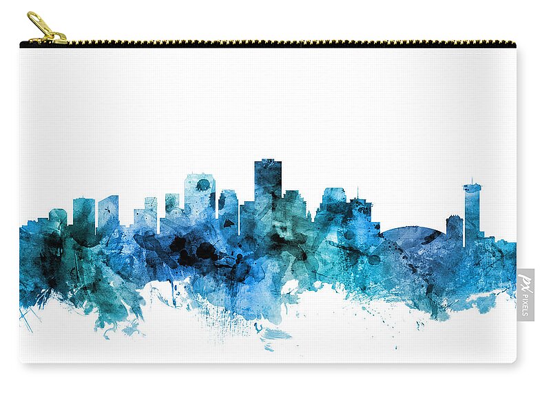 New Orleans Carry-all Pouch featuring the digital art New Orleans Louisiana Skyline by Michael Tompsett