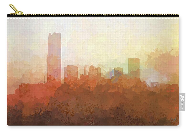 Oklahoma City Oklahoma Skyline Zip Pouch featuring the digital art Oklahoma City Oklahoma Skyline #6 by Marlene Watson