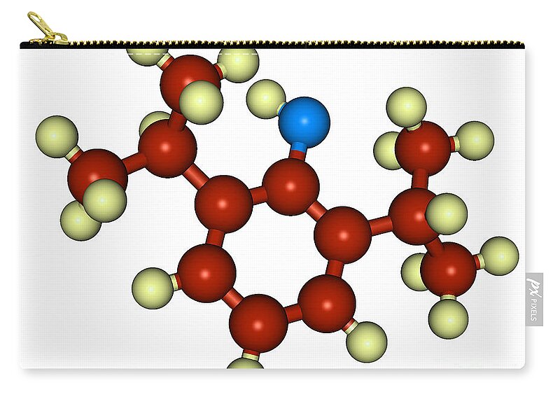 Molecular Zip Pouch featuring the photograph Propofol Diprivan Molecular Model #6 by Scimat
