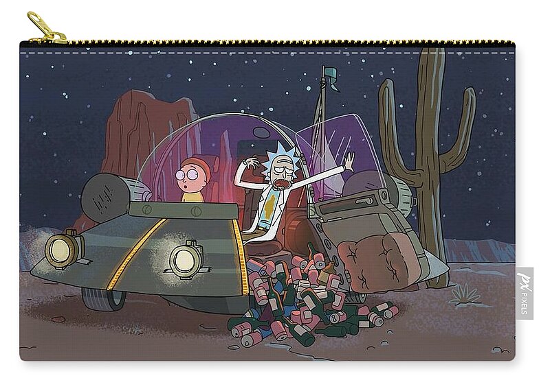 Rick And Morty Zip Pouch featuring the digital art Rick and Morty #6 by Super Lovely