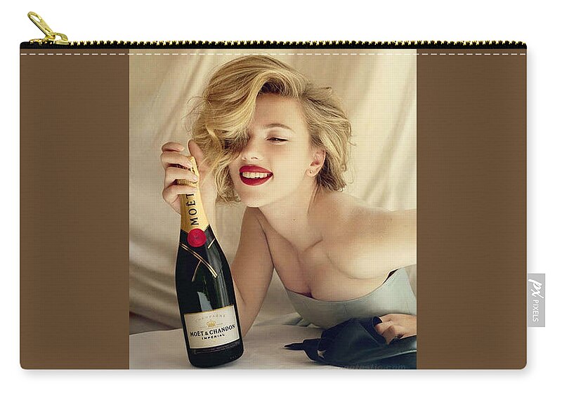 Scarlett Johansson Zip Pouch featuring the photograph Scarlett Johansson #6 by Mariel Mcmeeking