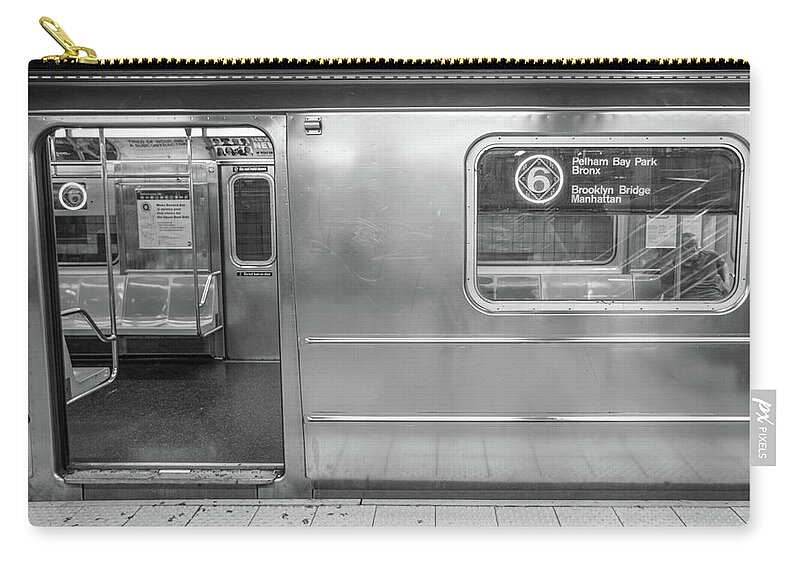 B&w Zip Pouch featuring the photograph 6 Train NYC by John McGraw