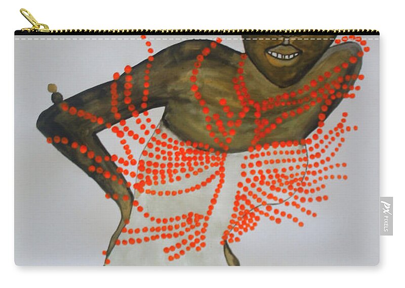  Zip Pouch featuring the painting Dinka Bride - South Sudan #65 by Gloria Ssali