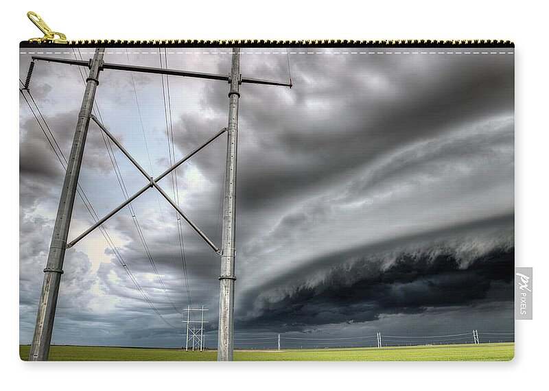 Summer Zip Pouch featuring the photograph Storm Clouds Saskatchewan #68 by Mark Duffy