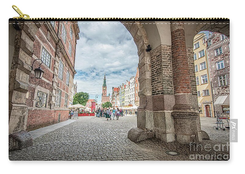 City Zip Pouch featuring the photograph Green Gate, Long Market Street, Gdansk, Poland by Mariusz Talarek