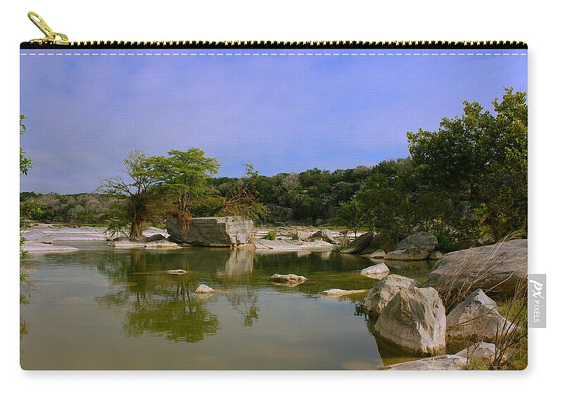 James Smullins Zip Pouch featuring the photograph Pedernales falls #8 by James Smullins