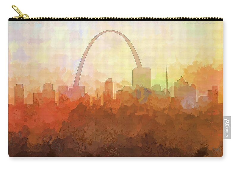 St Louis Missouri Skyline Zip Pouch featuring the digital art St Louis Missouri Skyline #7 by Marlene Watson