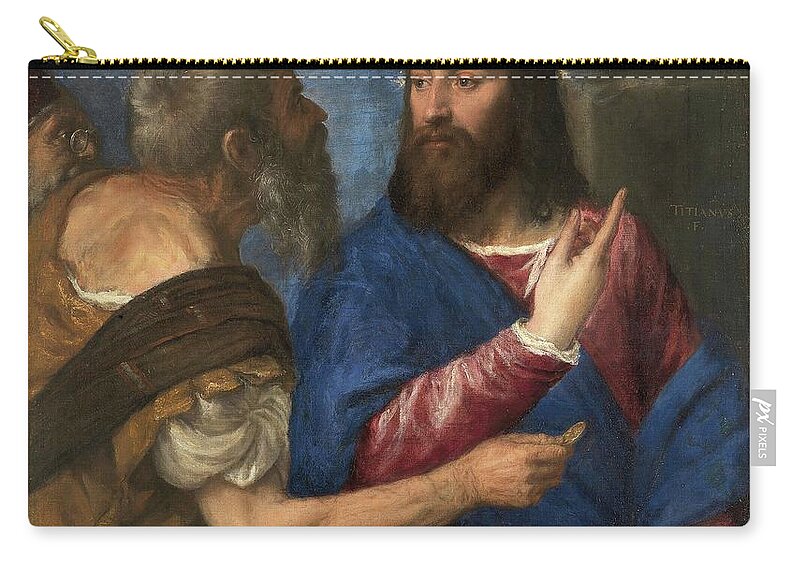 Italian Zip Pouch featuring the painting The Tribute Money #4 by Titian