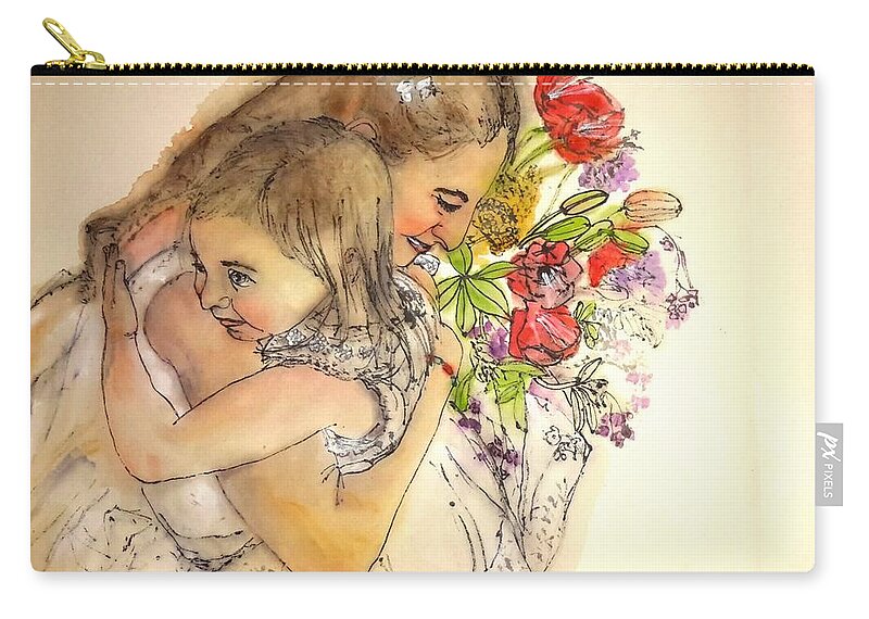 Wedding. Summer Zip Pouch featuring the painting The Wedding Album #7 by Debbi Saccomanno Chan