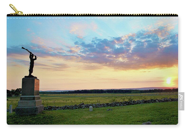 Civil War Zip Pouch featuring the photograph 72nd Pennsylvania at the Angle by Jen Goellnitz