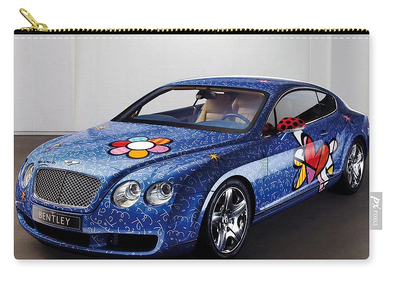 Bentley Zip Pouch featuring the digital art Bentley #8 by Super Lovely