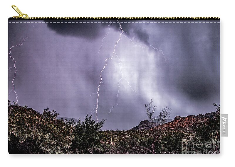 Lightning Zip Pouch featuring the photograph Lightning #12 by Mark Jackson