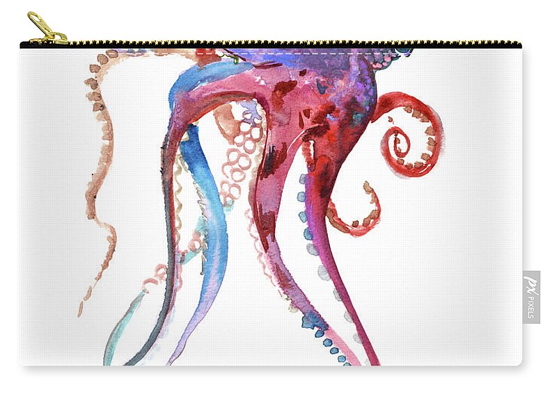 Octopus Zip Pouch featuring the painting Octopus #8 by Suren Nersisyan