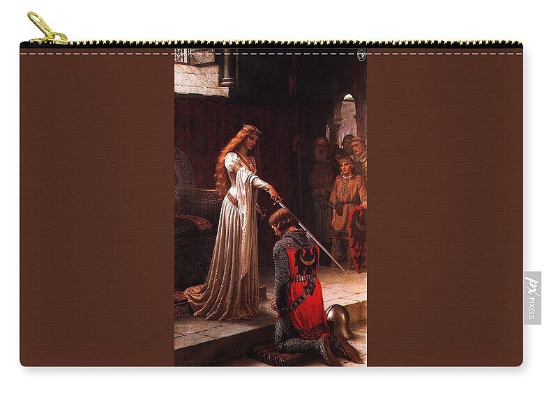 Blair Leighton Edmundal Carry-all Pouch featuring the painting Queen Guinevere and Sir Lancelot by MotionAge Designs
