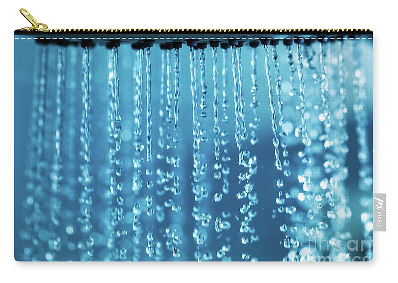 Water Zip Pouch featuring the photograph Clear water flowing from shower #9 by Michal Bednarek